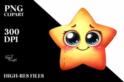 Simple Funny Star with Big Eyes, Transparent PNG Product Image 3