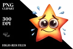 Simple Funny Star with Big Eyes, Transparent PNG Product Image 3