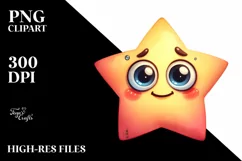 Simple Funny Star with Big Eyes, Transparent PNG Product Image 3
