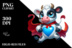 Cartoony Superhero Cape Cow PNG Product Image 2