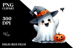 Funny Watercolor Halloween Ghost | Clipart Product Image 3