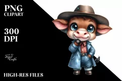 Expressive Baby Cow with Farm Jeans | Clipart Product Image 1