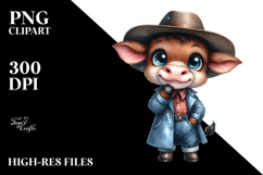 Expressive Baby Cow with Farm Jeans | Clipart Product Image 2