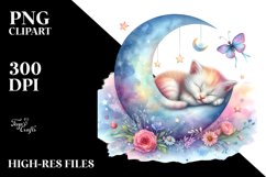 Whimsical Baby Cat Moon Art Product Image 1