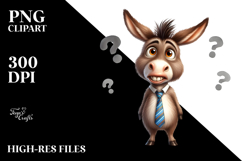 Funny Donkey Standing Confused | Clipart Product Image 2