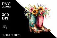 colorful Cowboy Boots Flower Pot Clipart Product Image 3