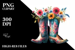 colorful Cowboy Boots Flower Pot Clipart Product Image 3