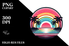 Retro Tropical Rainbow Sunset PNG Product Image 2