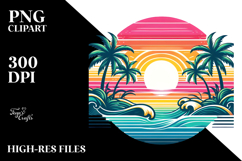 Retro Tropical Rainbow Sunset PNG Product Image 2