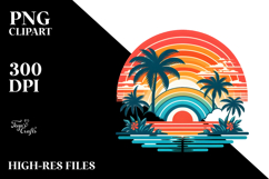 Retro Tropical Rainbow Sunset Clipart Product Image 2