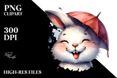 Washed Bunny Portrait Tongue Wind Clipart Product Image 3