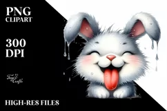 Washed Bunny Portrait Tongue Wind Clipart Product Image 3