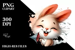 Washed Bunny Portrait Tongue Wind Clipart Product Image 1