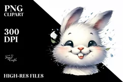 Washed Bunny Portrait Tongue Wind Clipart Product Image 1