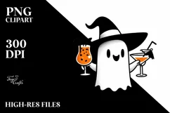 Simple Halloween Cute Ghost with Orange Hat PNG Product Image 1