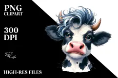 Funny Cow with Cool Hair, Transparent PNG Product Image 2