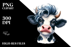 Funny Cow with Cool Hair, Transparent PNG Product Image 2
