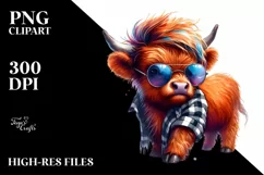 Playing Baby Highlandcow with Raincoat, High-Res PNG Product Image 1