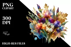 Colorful Bouquet Gold Foil Clipart Product Image 1