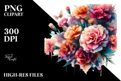 Watercolor Carnation Abstract | Sublimation | Clipart Product Image 1