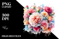Watercolor Carnation Abstract | Sublimation | Clipart Product Image 1