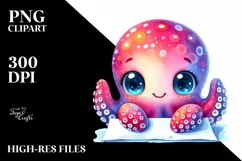 Colorful Baby Octopus, Invisible Paper | Sublimation | Product Image 1
