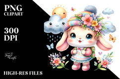 Cute Baby Bunny with Cloud PNG Product Image 2