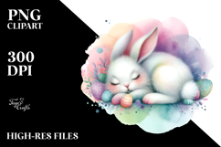 Whimsical Rabbit on Moon Sticker Clipart Product Image 2