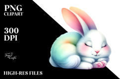 Whimsical Rabbit on Moon Sticker Clipart Product Image 2