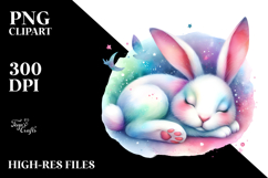 Whimsical Rabbit on Moon Sticker Clipart Product Image 2
