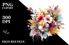 Watercolor Abstract Vibrant Bouquet Gold Foil with Cherry Product Image 1