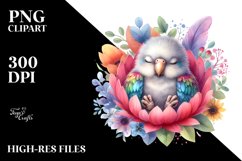 Colorful Baby Parrot Sleeping in Flower | Clipart Product Image 3