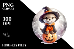 Digital Painting of Baby Otter on Star, Halloween PNG Product Image 2
