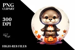 Digital Baby Otter Halloween PNG Product Image 3