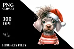 Enthusiastic Weimaraner with Santa Hat PNG Product Image 3