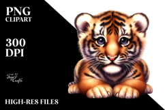 Cute Tiger Cub Digital Painting, PNG Format Product Image 2