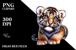 Digital Baby Tiger, Watercolor Art Product Image 2