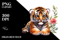Digital Baby Tiger, Watercolor Design Product Image 2