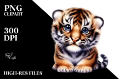 Cute Tiger Cub Digital Painting, PNG Format Product Image 2