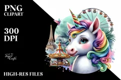 Colorful Baby Unicorn PNG Product Image 1