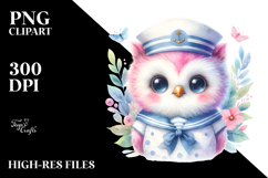 Pastel Sailor Owl Sticker Clipart Product Image 2