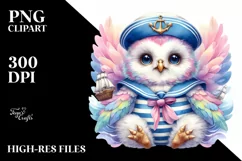 Vibrant Owl Sailor Suit Pastel | Sublimation Clipart Product Image 4