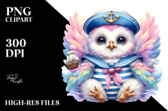 Vibrant Owl Sailor Suit Pastel | Sublimation Clipart Product Image 2