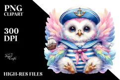 Vibrant Owl Sailor Suit Pastel | Sublimation Clipart Product Image 2