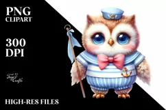 Vibrant Owl Sailor Suit Pastel | Sublimation Clipart Product Image 1