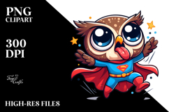 Goofy Cartoon Owl with Superhero Cape PNG Product Image 2