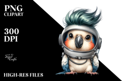 Cute Baby Parrot Astronaut, PNG Product Image 2