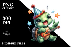 Energic Baby Turtle with Party Hat PNG Product Image 2
