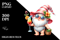 Cute Gnome Drinking Cocktail PNG Product Image 2