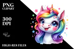 Funny Smiling Baby Unicorn, Transparent PNG Product Image 2